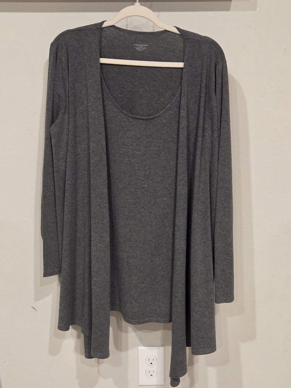 metrostyle Gray Open-Front Lightweight Cardigan